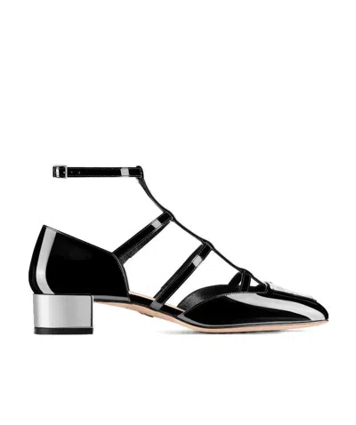 Dior Hollow-out Shoes With Square Head And Low Heels In Black
