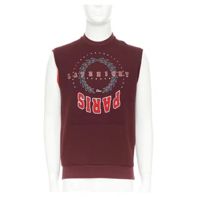 Pre-owned Dior Homme 2018 Late Night Paris Logo Sleeveless Sweatshirt Xs Ahn Hyo-seop In Brown