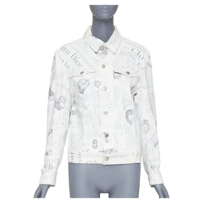 Pre-owned Dior Homme 2020 Daniel Arsham Runway Newspaper Print Cotton Denim Jacket Eu44 Xs In Gray