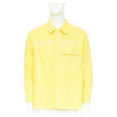 Pre-owned Dior Homme 2020 Yellow 1947 Logo Embroidered Cotton Denim Shirt Jacket Eu46 S