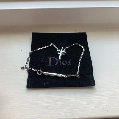Pre-owned Dior Homme 3d Cross Charm Bracelet In Silver