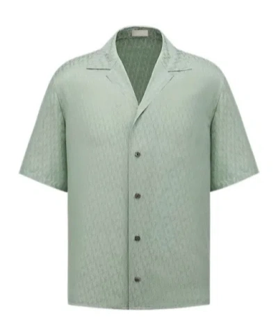 Dior Homme All-over Logo Patterned Short-sleeved Shirt In Gray