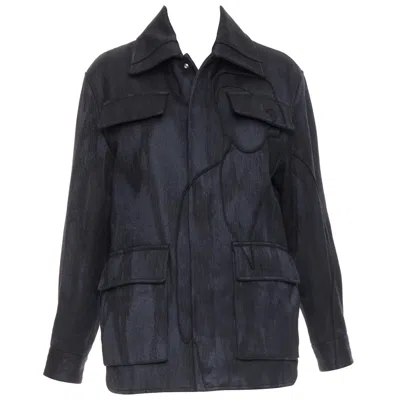 Pre-owned Dior Homme Amoako Boafo Applique Patchwork Silhouette Safari Jacket Fr44 Xs In Black