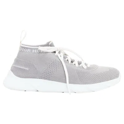 Pre-owned Dior Homme B21 Sockes Grey White Logo Knit Low Top Lace Sneakers