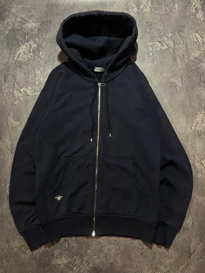 Pre-owned Dior Homme Bee Logo Zip-hoodie Vintage Streetwear Mens In Blue