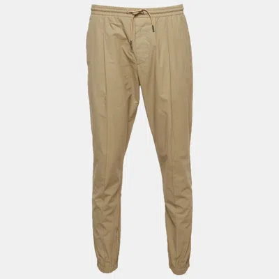 Pre-owned Dior Homme Beige Cotton Drawstring Track Pants In Sand