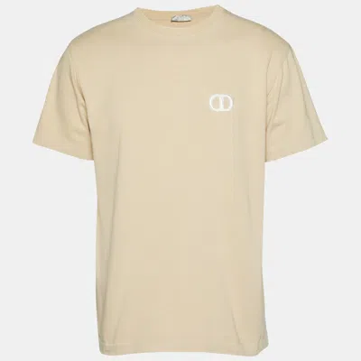 Pre-owned Dior Homme Beige Logo Embroidery Jersey Relaxed Fit T-shirt M In Sand