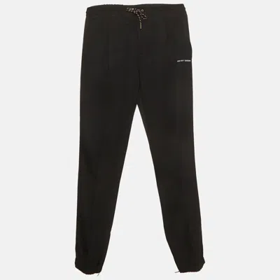 Pre-owned Dior Homme Black Gabardine Logo Embroidered Jogger L
