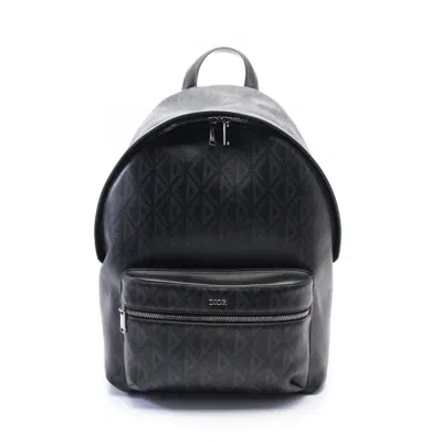 Pre-owned Dior Homme Black Gray Pvc Coated Canvas Leather Backpack () In Multi