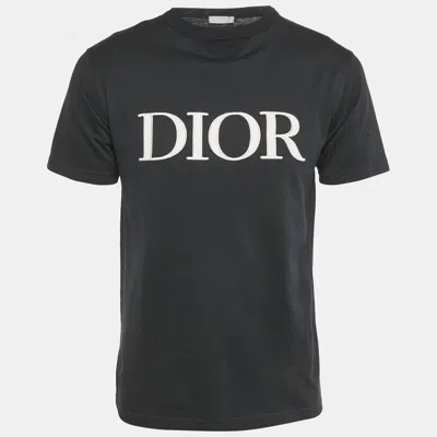 Pre-owned Dior Homme Black Logo Embroidered Cotton T- Shirt Xs