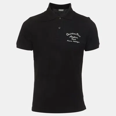 Pre-owned Dior Homme Black Logo Embroidered Pique Knit Polo T-shirt M
