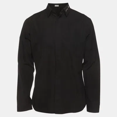 Pre-owned Dior Homme Black Signature Embroidered Cotton Poplin Shirt Xl