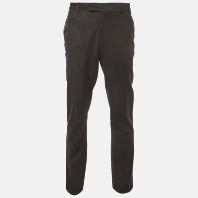 Pre-owned Dior Homme Black Striped Wool Blend Formal Trousers Xxl