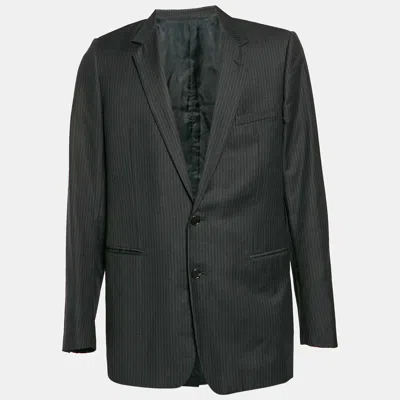Pre-owned Dior Homme Black Striped Wool Single Breasted Blazer Xxl