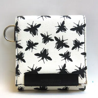 Pre-owned Dior Homme Black White Canvas Leather Wallet (tri-fold) () In Black, White