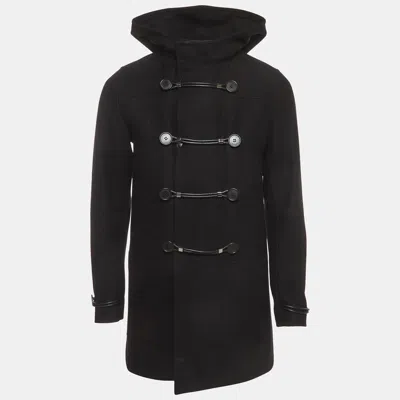 Pre-owned Dior Homme Black Wool Blend Hooded Duffle Coat S