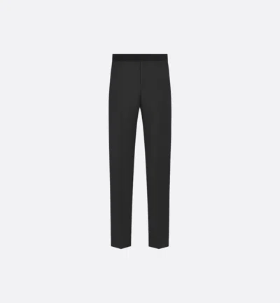 Dior Homme Black Wool Woven Pants In Blue