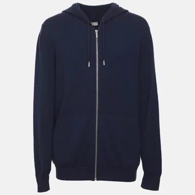 Pre-owned Dior Homme Blue Cashmere Zip Sweater Xl