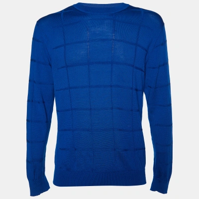 Pre-owned Dior Homme Blue Wool Knit Crew Neck Sweater L