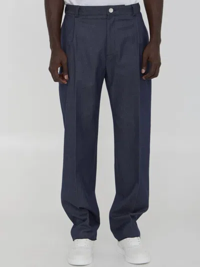Dior Homme Button Detailed Straight Leg Jeans In Blue