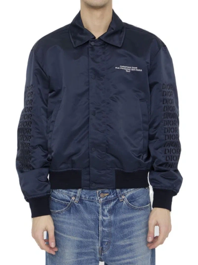 Dior Homme Buttoned Bomber Jacket In Blue