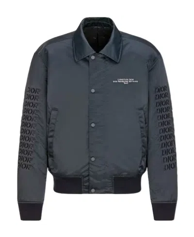 Dior Homme Buttoned Bomber Jacket In Blue