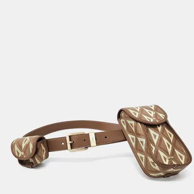 Pre-owned Dior Homme Cd Diamond Belt Bag In Brown