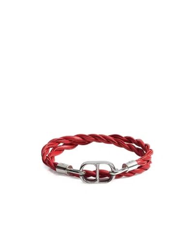 Dior Homme Cd Icon Woven Double Bracelet In Red