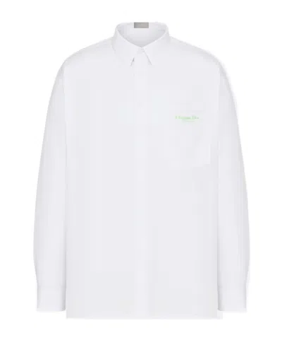Dior Homme Christian  Couture Embroidered Poplin Shirt In White