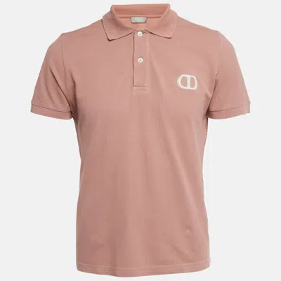 Pre-owned Dior Homme Dusty Pink Cd Embroidered Cotton Polo T-shirt M