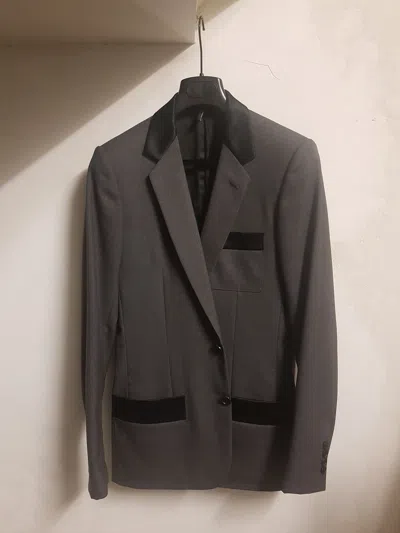 Pre-owned Dior Homme Fw/07 Navigate Gray/black Satin Contrast Blazer