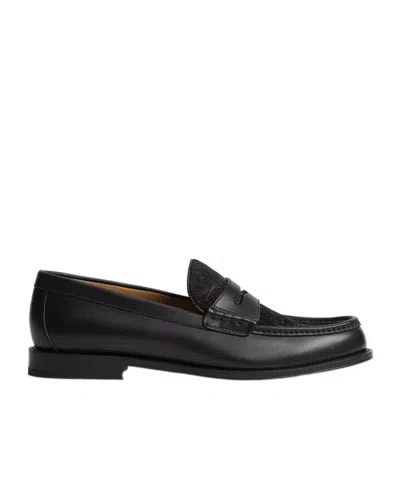 Dior Homme Granville Embossed Strap Loafers In Black