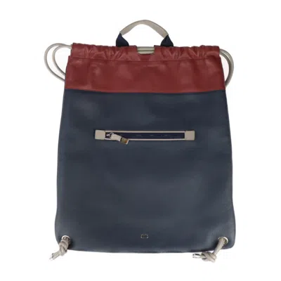 Pre-owned Dior Homme Gray Navy Red Brown Leather Backpack Handbag Tote Bag () In Gray, Navy, Red Brown