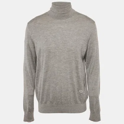 Pre-owned Dior Homme Grey Cashmere Turtleneck Jumper Xxl In Gray
