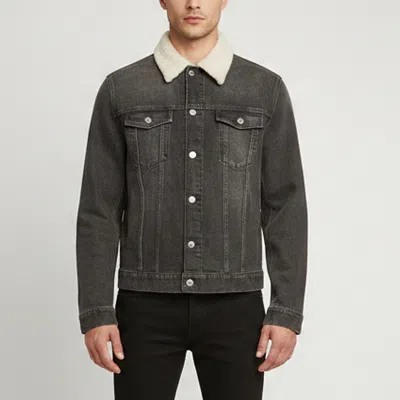 Pre-owned Dior Homme Grey Denim Shearling Trim Jacket Xl