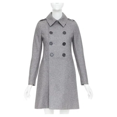 Pre-owned Dior Homme Grey Speckled Wool Blend Felt Double Breasted Epaulet Coat Fr38 M In Gray