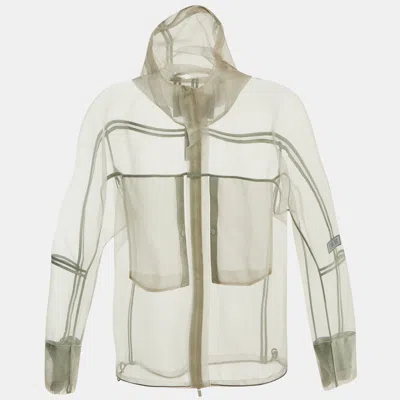 Pre-owned Dior Homme Grey Tulle Sheer Hooded Zip Up Jacket S