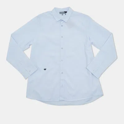 Pre-owned Dior Homme Kids Blue Textured Cotton Long Sleeve Shirt 12 Yrs