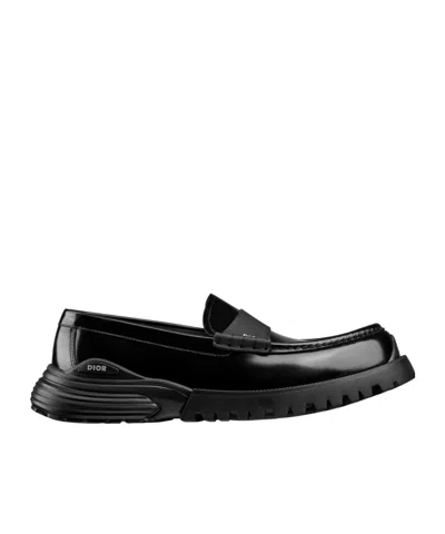 Dior Homme Logo Debossed Slip-on Loafers In Black