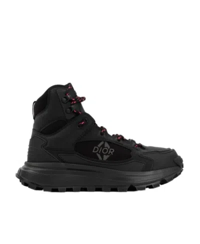 Dior Homme Logo Detailed High-top Sneakers In Black