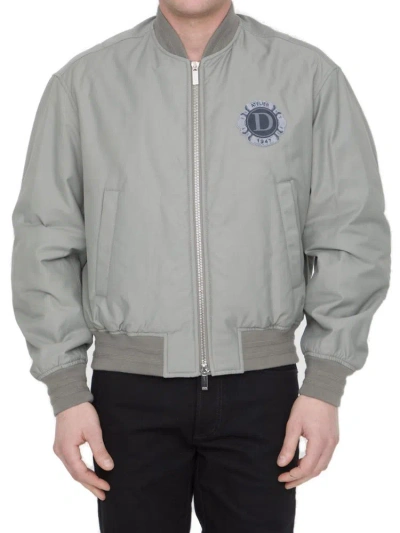 Dior Homme Logo Embroidered Bomber Jacket In Grey