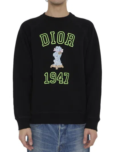 Dior Homme Logo Embroidered Crewneck Sweatshirt In Black