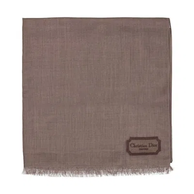Dior Homme Logo Patch Fringed Scarf In Brown