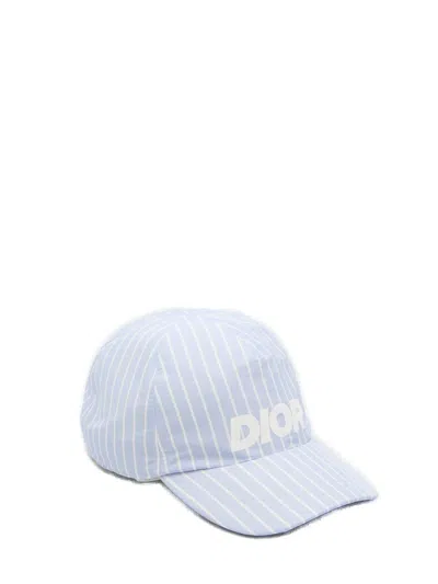 Dior Homme Logo Printed Striped Baseball Cap In Blue