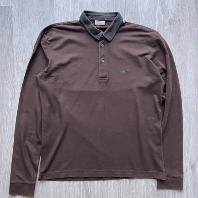 Pre-owned Dior Homme Long Sleeve Brown Pique Polo Shirt