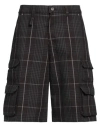 Dior Homme Man Shorts & Bermuda Shorts Charcoal Size 34 Cotton, Calfskin In Grey