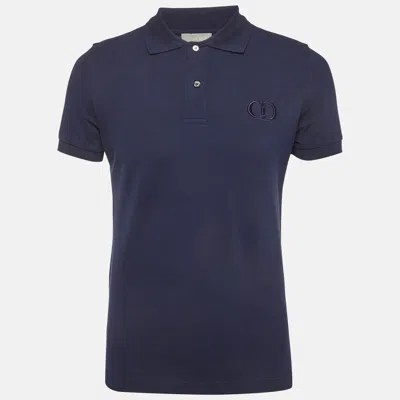 Pre-owned Dior Homme Navy Blue Cotton Pique Short Sleeve Polo T-shirt S