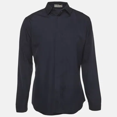 Pre-owned Dior Homme Navy Blue Cotton Poplin Shirt Xl