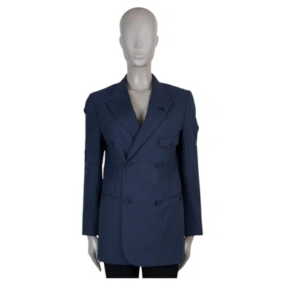 Pre-owned Dior Homme Navy Blue Wool 2021 Prince Of Wales Blazer Jacket 46 S