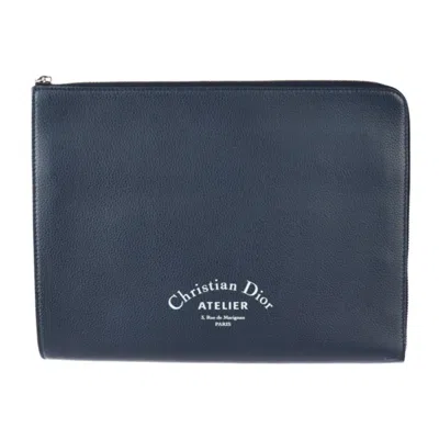 Pre-owned Dior Homme Navy Leather Clutch Bag Handbag Pouch ()